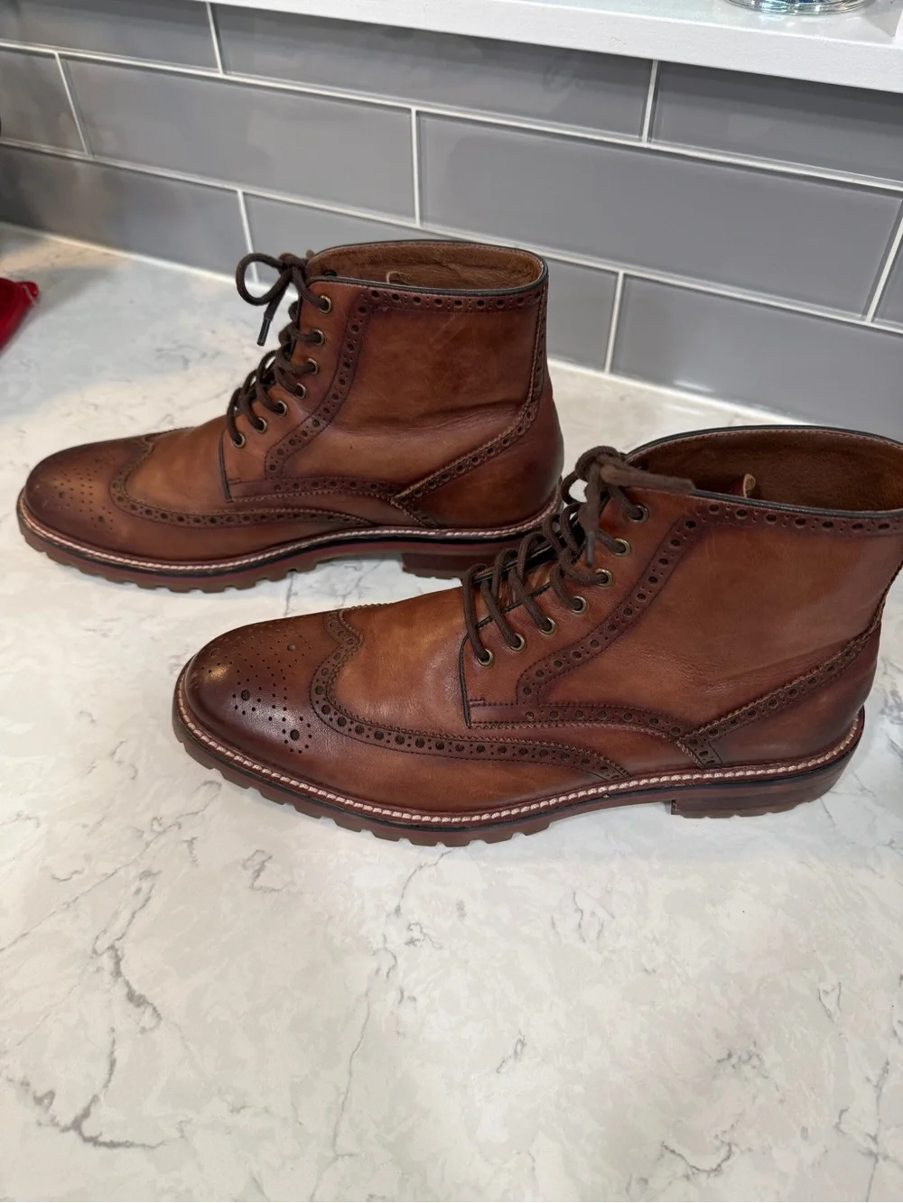 Warfield & Grand Brown Leather Wingtip Chukka Boots